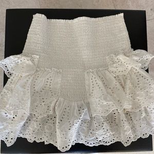 White Mini Ruffle Skirt